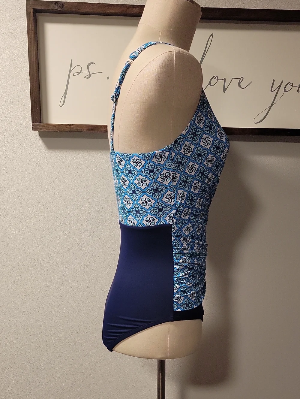 Swim Solutions surplice criss cross one piece swimsuit, NWT